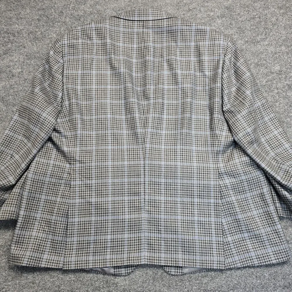 Ralph Ralph Lauren Blue Gray Check Tweed Blazer Men's 54R Regular Fit Two-Button
